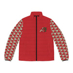 Puffer Jacket - Alota Note$ Icon Pattern Sleeve Men's Jacket - DGMGR Red