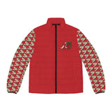 Puffer Jacket - Alota Note$ Icon Pattern Sleeve Men's Jacket - DGMGR Red