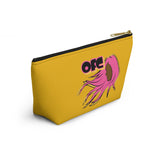 On Fleek Cosmetics Accessory Pouch w T-bottom - Yellow/Pink