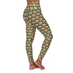 Alota Note$ Garmentry ‘>$’ Icon Pattern High Waisted Yoga Leggings (AOP) - DGMGR Forest