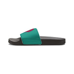 On Fleek Cosmetics Women's PU Slide Sandals-teal/teal/deep pink