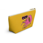 On Fleek Cosmetics Accessory Pouch w T-bottom - Yellow/Pink