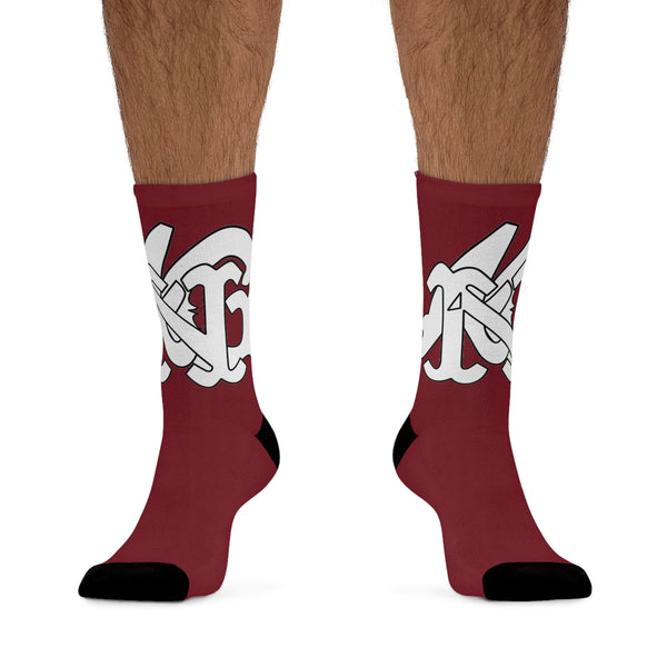 Alota Note$ Garmentry Monogram DTG Socks-Cardinal