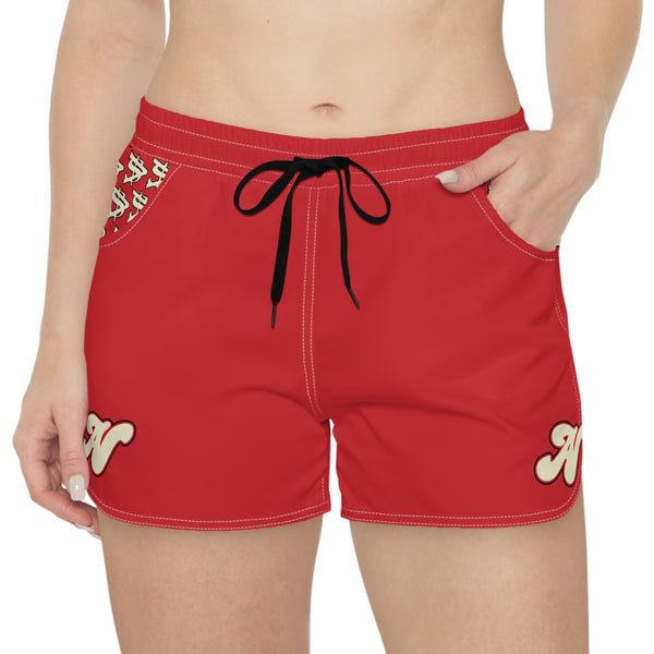 Alota Note$ Garmentry Women's Casual Boy Shorts - (AOP) - DGMGR Red