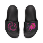 On Fleek Cosmetics Women's PU Slide Sandals-black/hot pink/purple