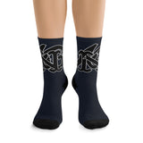 Alota Note$ Garmentry Monogram(Blk) DTG Socks-Navy