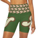 Alota Note$ Garmentry Lettermark & Icon Pattern High Waisted Yoga Shorts (AOP) - DGMGR Hunter