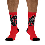 Alota Note$ Garmentry Monogram(Blk) DTG Socks-Fire Red