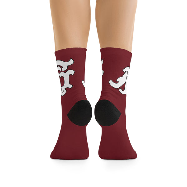 Alota Note$ Garmentry Monogram DTG Socks-Cardinal