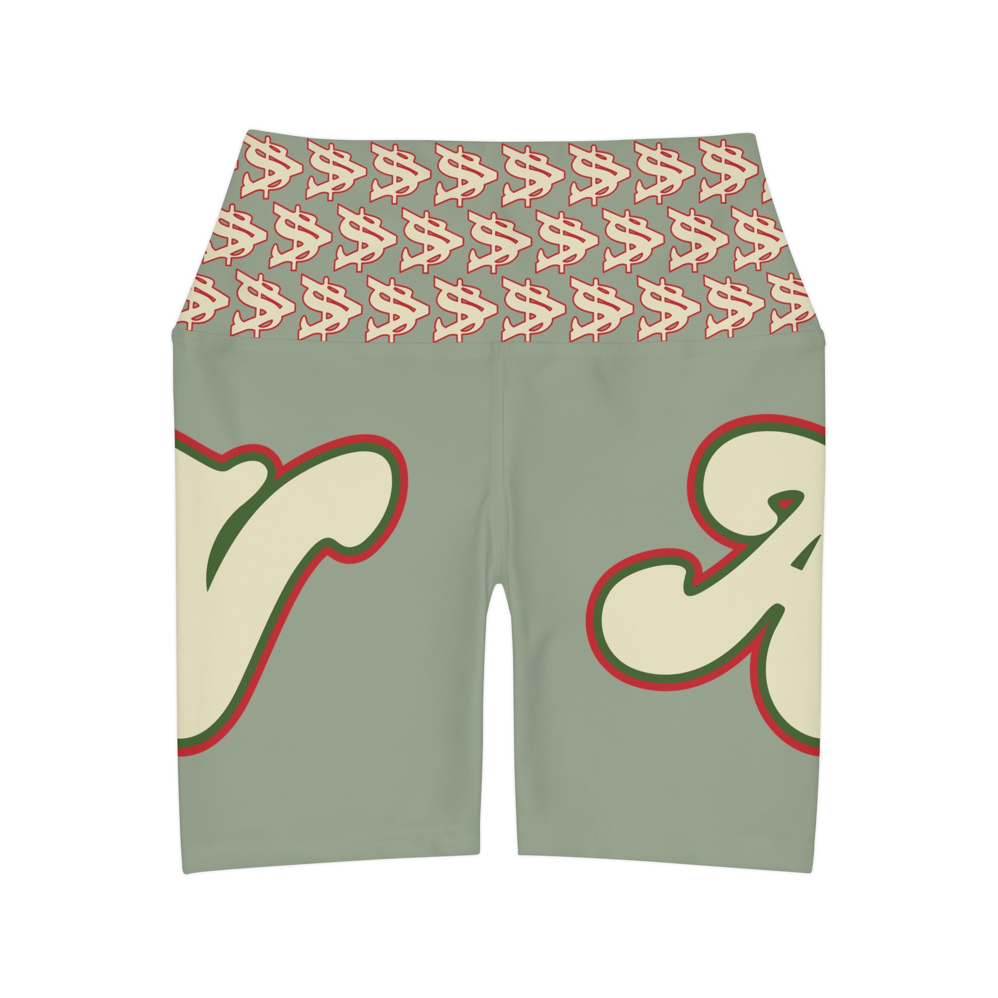 Alota Note$ Garmentry Lettermark & Icon Pattern High Waisted Yoga Shorts (AOP) - DGMGR 5