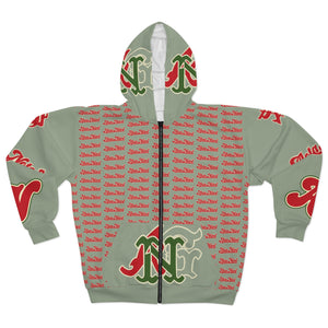 Alota Note$ Garmentry Unisex Zip Hoodie (AOP) - DGMGR Mint