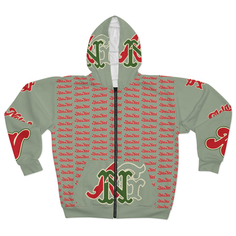 Alota Note$ Garmentry Unisex Zip Hoodie (AOP) - DGMGR Mint