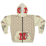 Alota Note$ Garmentry Unisex Zip Hoodie (AOP) - DGMGR Cream