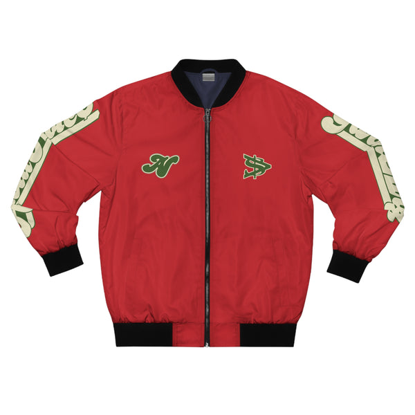 Alota Note$ Garmentry Don’t Get Mad Get Rich Men's Bomber Jacket (AOP) - Red