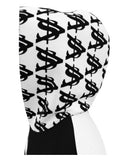 ALOTA NOTES LETTERMARK + MONOGRAM + ICON PATTERNED SLEEVES & HOOD PULLOVER HOODIE  - BLACK, WHT