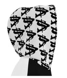 ALOTA NOTES LETTERMARK + MONOGRAM + ICON PATTERNED SLEEVES & HOOD PULLOVER HOODIE  - BLACK, WHT
