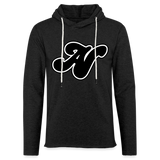 Alota Note$ Lettermark Women Lightweight Terry Hoodie - charcoal grey