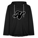 Alota Note$ Lettermark Women Lightweight Terry Hoodie - charcoal grey