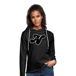 Alota Note$ Lettermark Women Lightweight Terry Hoodie - charcoal grey