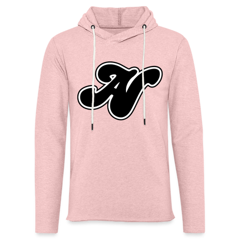 Alota Note$ Lettermark Women Lightweight Terry Hoodie - cream heather pink