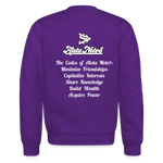 Alota Note$ Monogram 'Listed Codes' Scripted Sleeve Unisex Crewneck Sweatshirt - purple