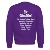 Alota Note$ Monogram 'Listed Codes' Scripted Sleeve Unisex Crewneck Sweatshirt - purple