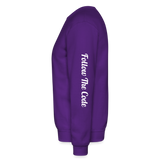 Alota Note$ Monogram 'Listed Codes' Scripted Sleeve Unisex Crewneck Sweatshirt - purple