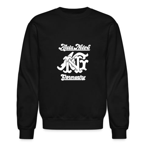 Alota Note$ Monogram 'Listed Codes' Scripted Sleeve Unisex Crewneck Sweatshirt - black