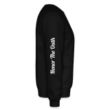 Alota Note$ Monogram 'Listed Codes' Scripted Sleeve Unisex Crewneck Sweatshirt - black