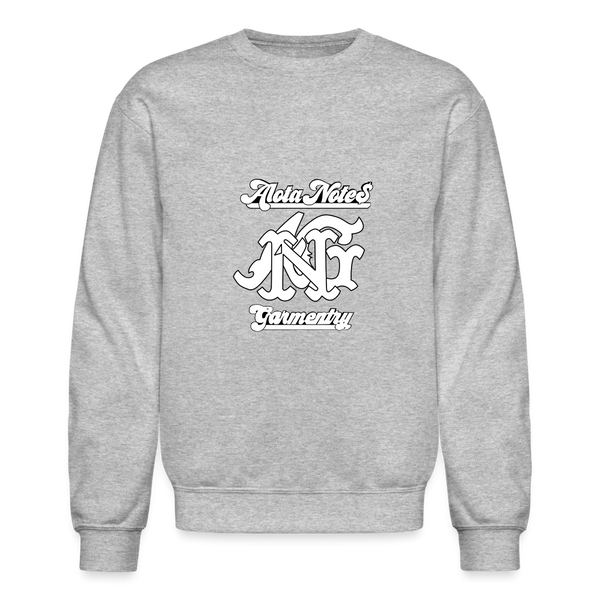 Alota Note$ Monogram 'Listed Codes' Scripted Sleeve Unisex Crewneck Sweatshirt - heather gray