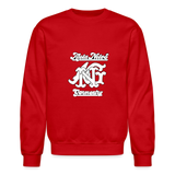 Alota Note$ Monogram 'Listed Codes' Scripted Sleeve Unisex Crewneck Sweatshirt - red