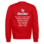 Alota Note$ Monogram 'Listed Codes' Scripted Sleeve Unisex Crewneck Sweatshirt - red