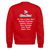 Alota Note$ Monogram 'Listed Codes' Scripted Sleeve Unisex Crewneck Sweatshirt - red