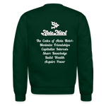 Alota Note$ Monogram 'Listed Codes' Scripted Sleeve Unisex Crewneck Sweatshirt - forest green