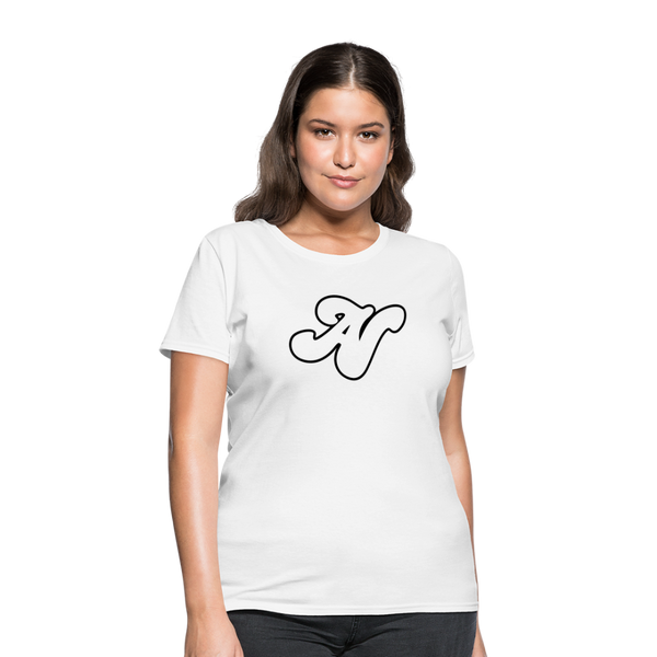 Alota Note$ White Lettermark x Icon/Wordmark Women's T-Shirt - white