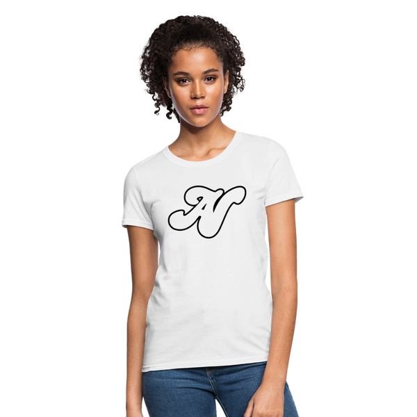 Alota Note$ White Lettermark x Icon/Wordmark Women's T-Shirt - white