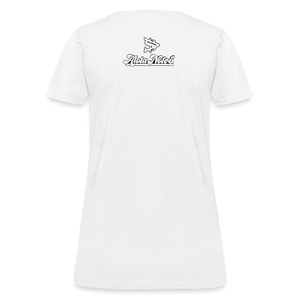 Alota Note$ White Lettermark x Icon/Wordmark Women's T-Shirt - white