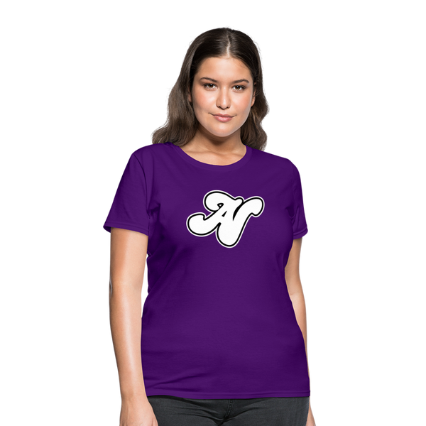 Alota Note$ White Lettermark x Icon/Wordmark Women's T-Shirt - purple