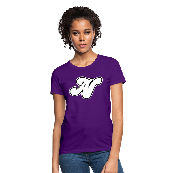 Alota Note$ White Lettermark x Icon/Wordmark Women's T-Shirt - purple