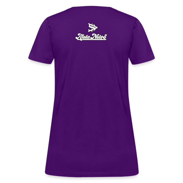 Alota Note$ White Lettermark x Icon/Wordmark Women's T-Shirt - purple