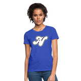 Alota Note$ White Lettermark x Icon/Wordmark Women's T-Shirt - royal blue