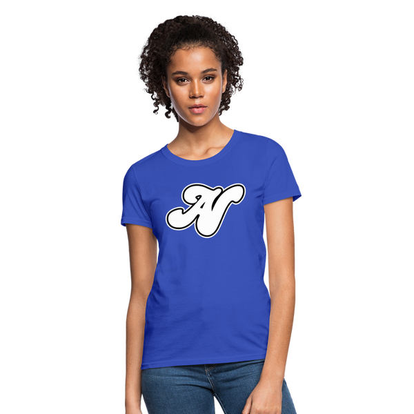 Alota Note$ White Lettermark x Icon/Wordmark Women's T-Shirt - royal blue