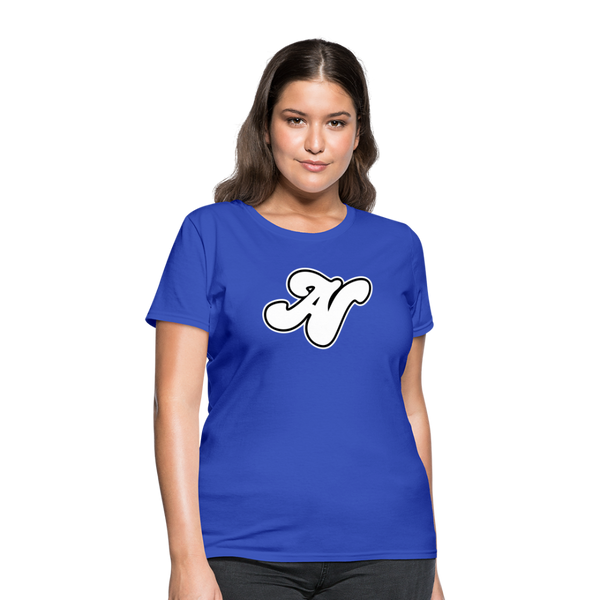 Alota Note$ White Lettermark x Icon/Wordmark Women's T-Shirt - royal blue