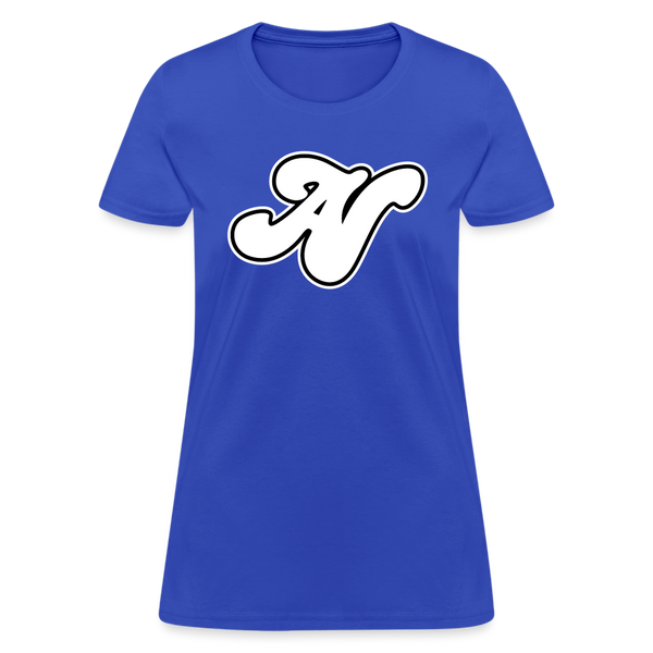 Alota Note$ White Lettermark x Icon/Wordmark Women's T-Shirt - royal blue