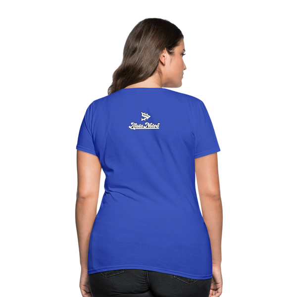 Alota Note$ White Lettermark x Icon/Wordmark Women's T-Shirt - royal blue