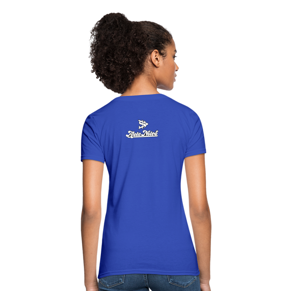 Alota Note$ White Lettermark x Icon/Wordmark Women's T-Shirt - royal blue