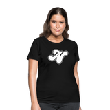 Alota Note$ White Lettermark x Icon/Wordmark Women's T-Shirt - black