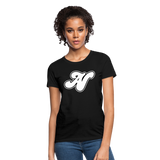 Alota Note$ White Lettermark x Icon/Wordmark Women's T-Shirt - black