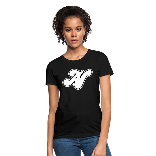 Alota Note$ White Lettermark x Icon/Wordmark Women's T-Shirt - black