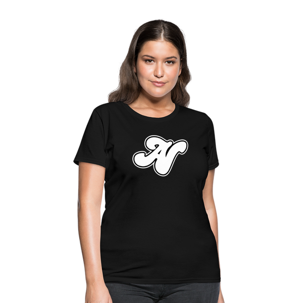 Alota Note$ White Lettermark x Icon/Wordmark Women's T-Shirt - black